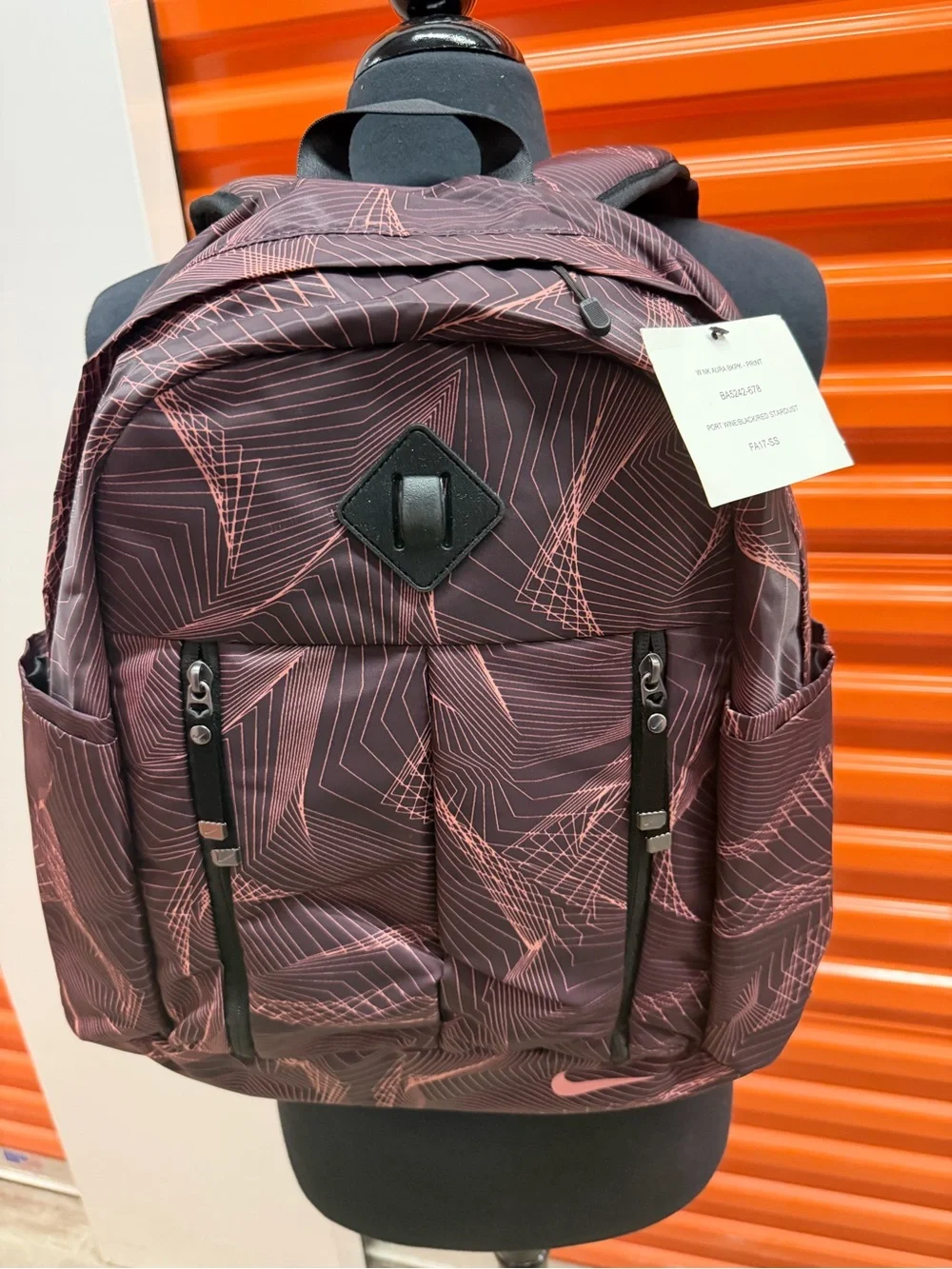 NWT NIKE AURA Backpack- PRINT BA5242-678 PORT WINE/BLACK/RED STARDUST